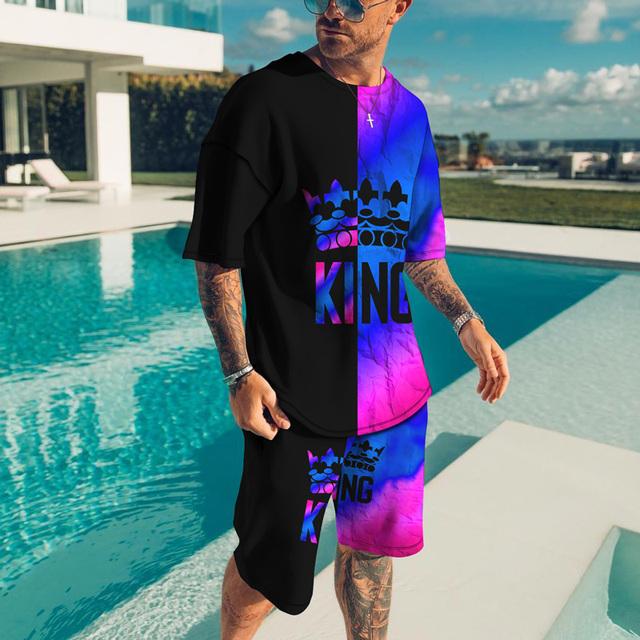 Summer Sportswear T-Shirt Men's Sportswear Suit Casual O-Neck Men's Shorts Two-Piece Clothes Harajuku
