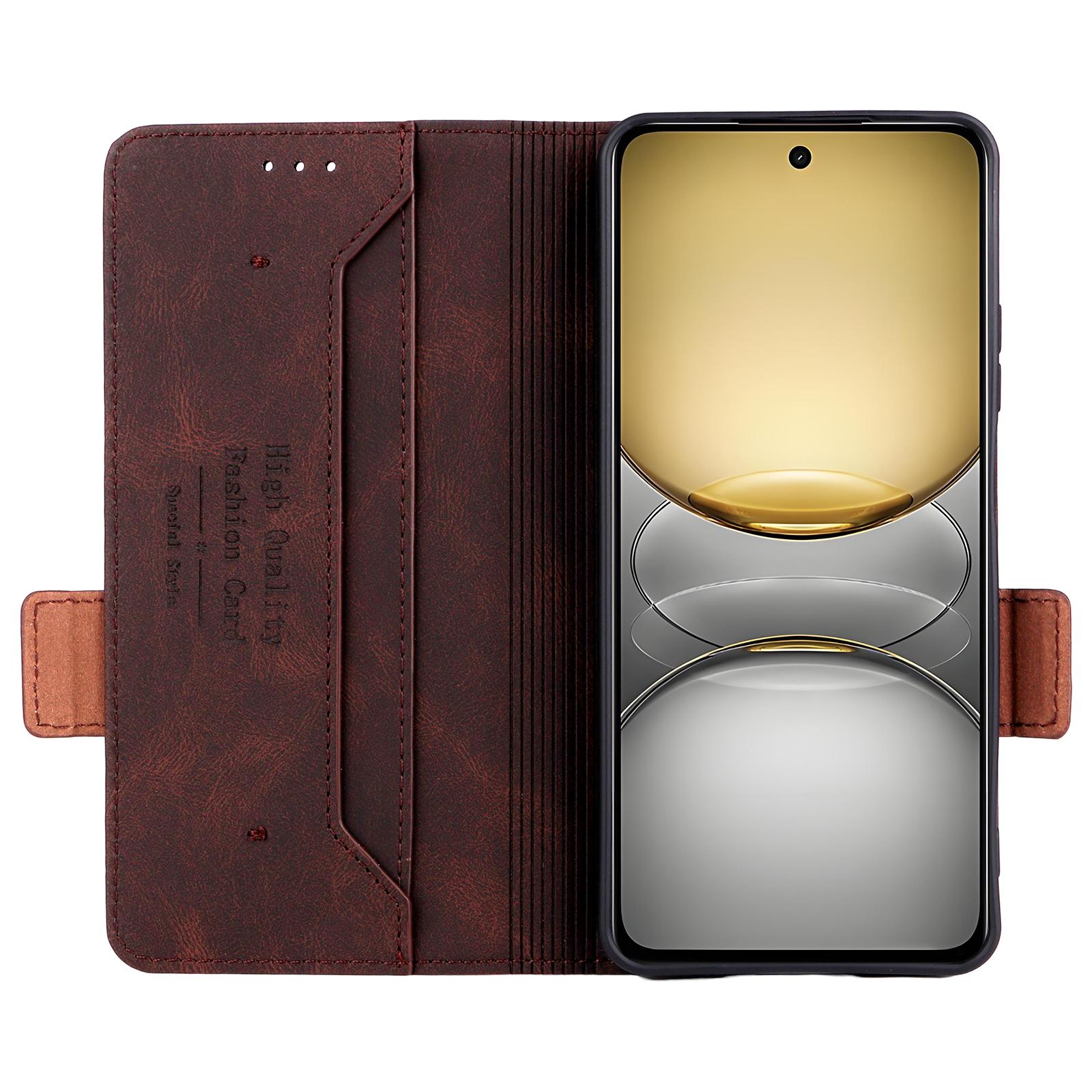 

For Realme C75 Case Leather Wallet Flip Phone Cover with Hardware Decor Brown