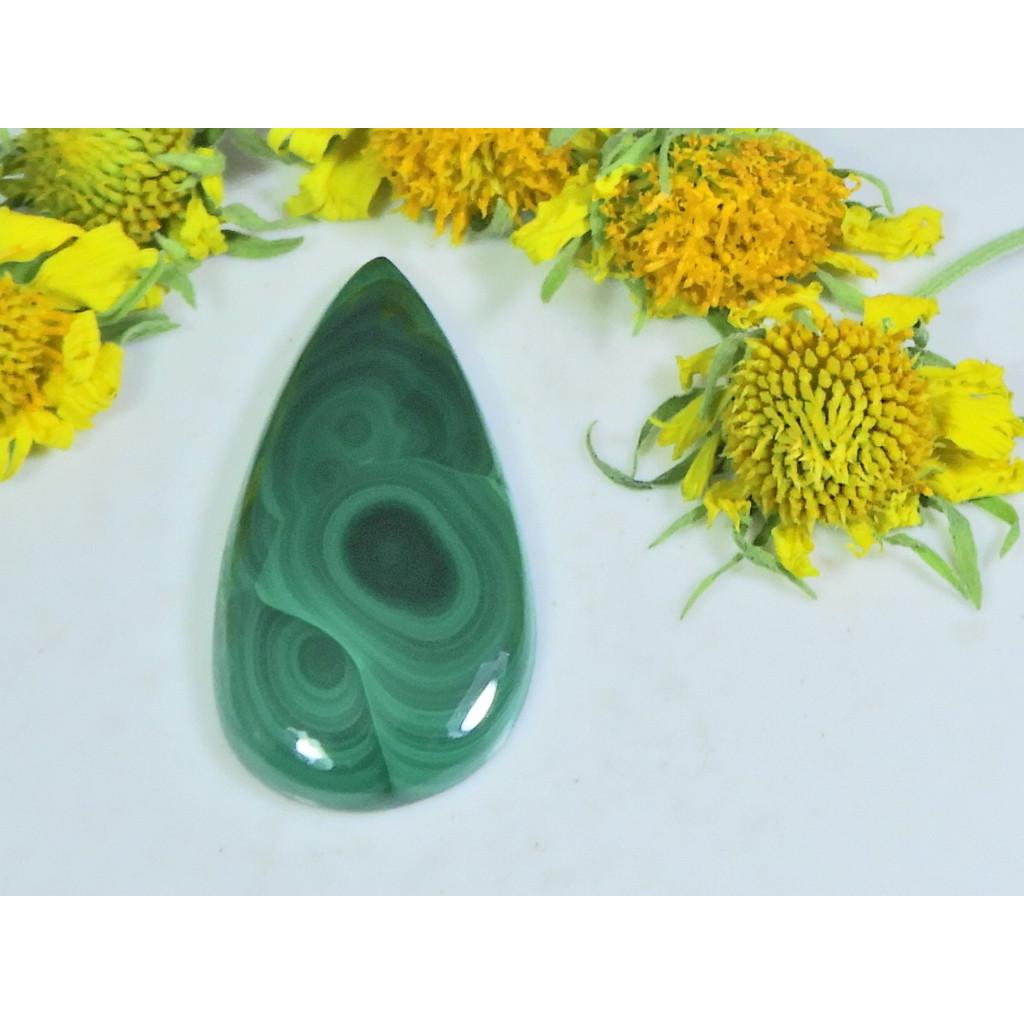AA++ Natural Green Malachite Pear Cabochon Loose Gemstone 19X38X05MM 42Cts. D-09