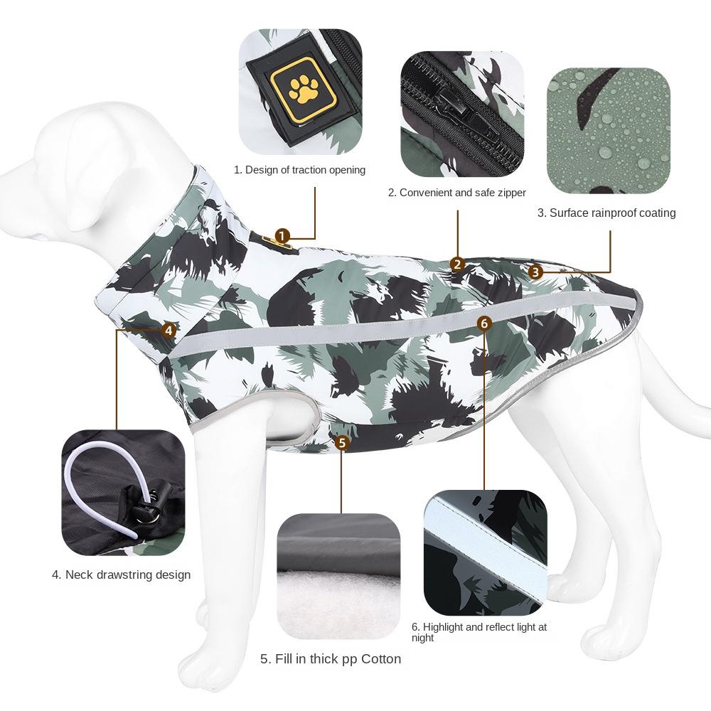 Теплая хлопковая куртка со светоотражающим эффектом для собак среднего и большого размера — фото 3