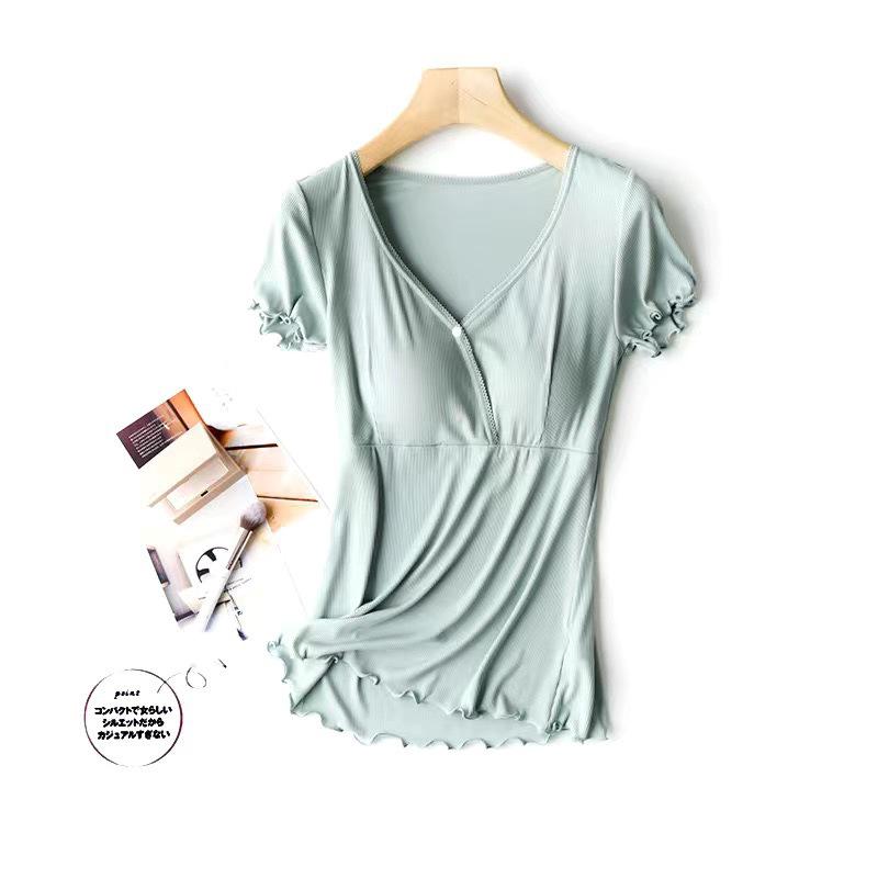 Maternity Short-Sleeve Pajama Set for Nursing and Postpartum Care