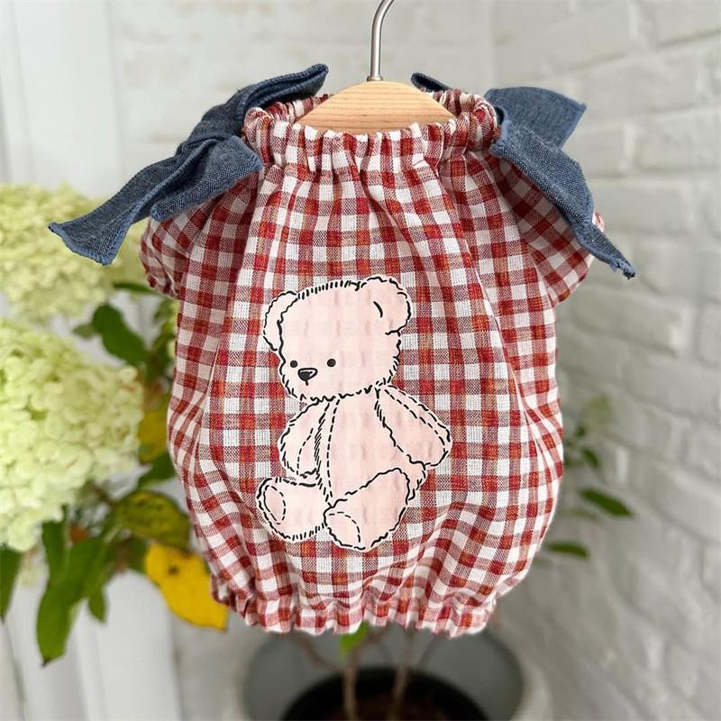 Cartoon Denim Dress Cats Dogs Teddy Bichon Female Pet Clothes