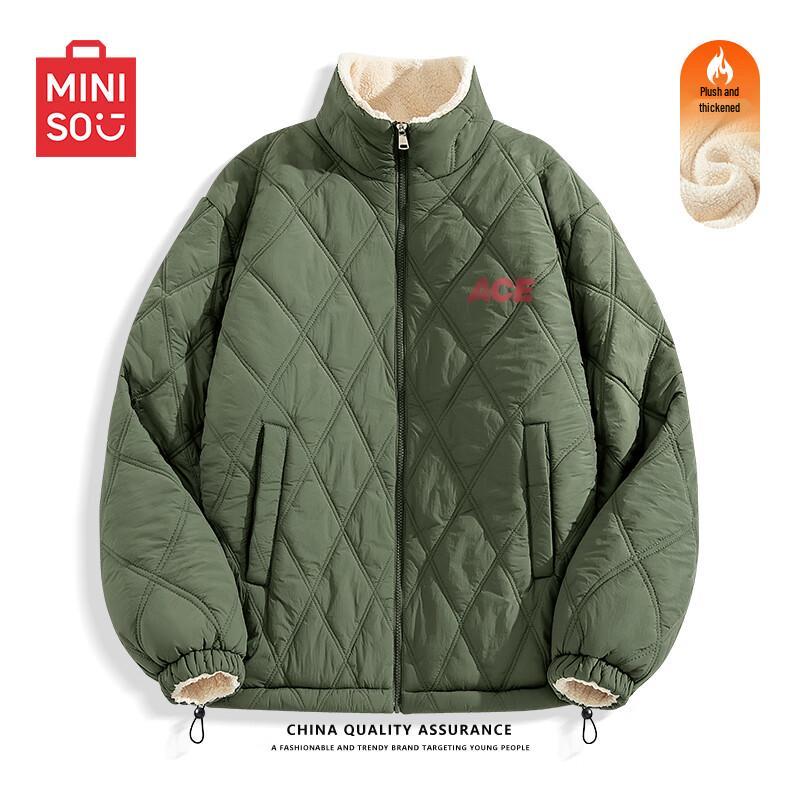 

MINISO Men s Retro Trendy Stand-Collar Padded Winter Jacket M