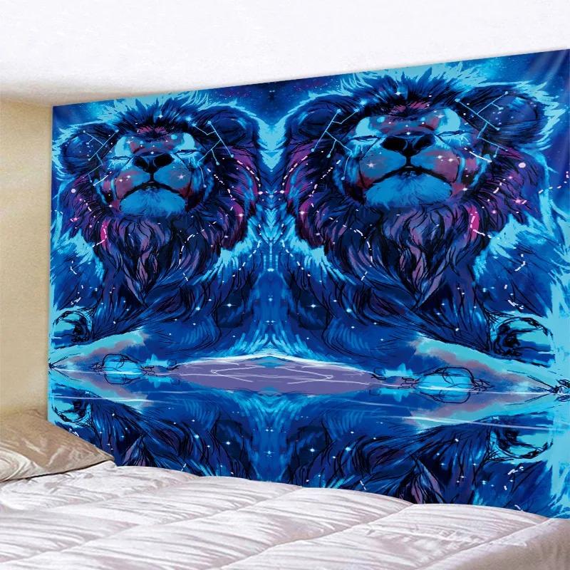 Home Decor Mysterious Jungle Animal Tapestry Character Lion Tiger Leopard Art Tapestry Mandala Bohemian Hippie Psychedelic