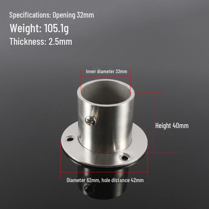 

Кронштейн из нержавеющей стали для штанги для одежды на балконе, сиденье для полотенцесушителя, сиденье для карниза для штор - Pavis утолщенное сиденье с высоким фланцем Diameter 32mm