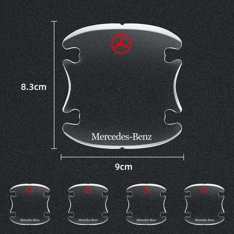 BQFJ7 4PCS Car Door Handle Bowl Transparent Sticker Anti-collision Protection Strips for Mercedes Benz W211 W204 W210 W203 CLA GLA
