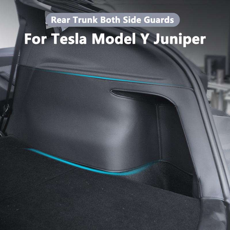 Rear Trunk Both Side Guards For Tesla Model Y Juniper 2025 2026 PU Leather Surface Corner Protection Cargo Liner Anti-dirty Pad
