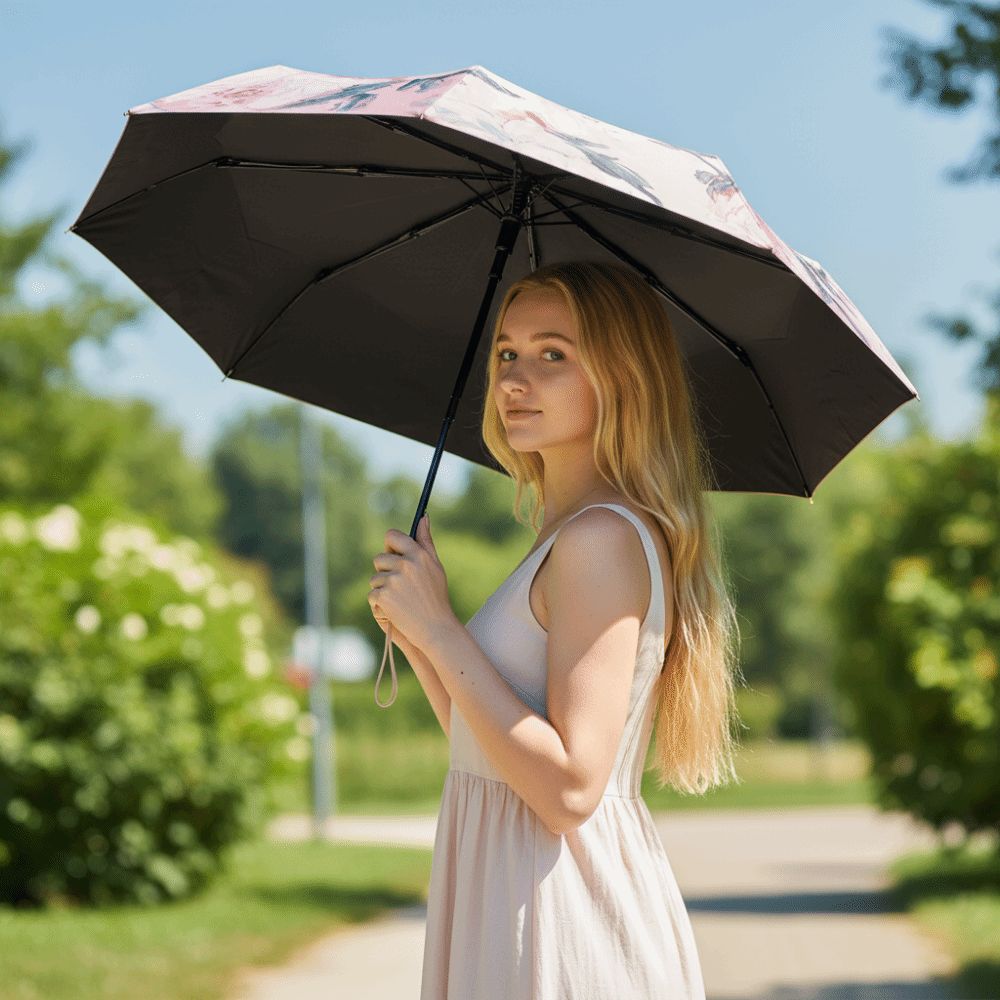 Faltbarer Mini-Sonnenschirm UV-beständiger Sonnenschirm für Sonne und Regen Stilvoller Sonnenschutz-Schirm Gehen