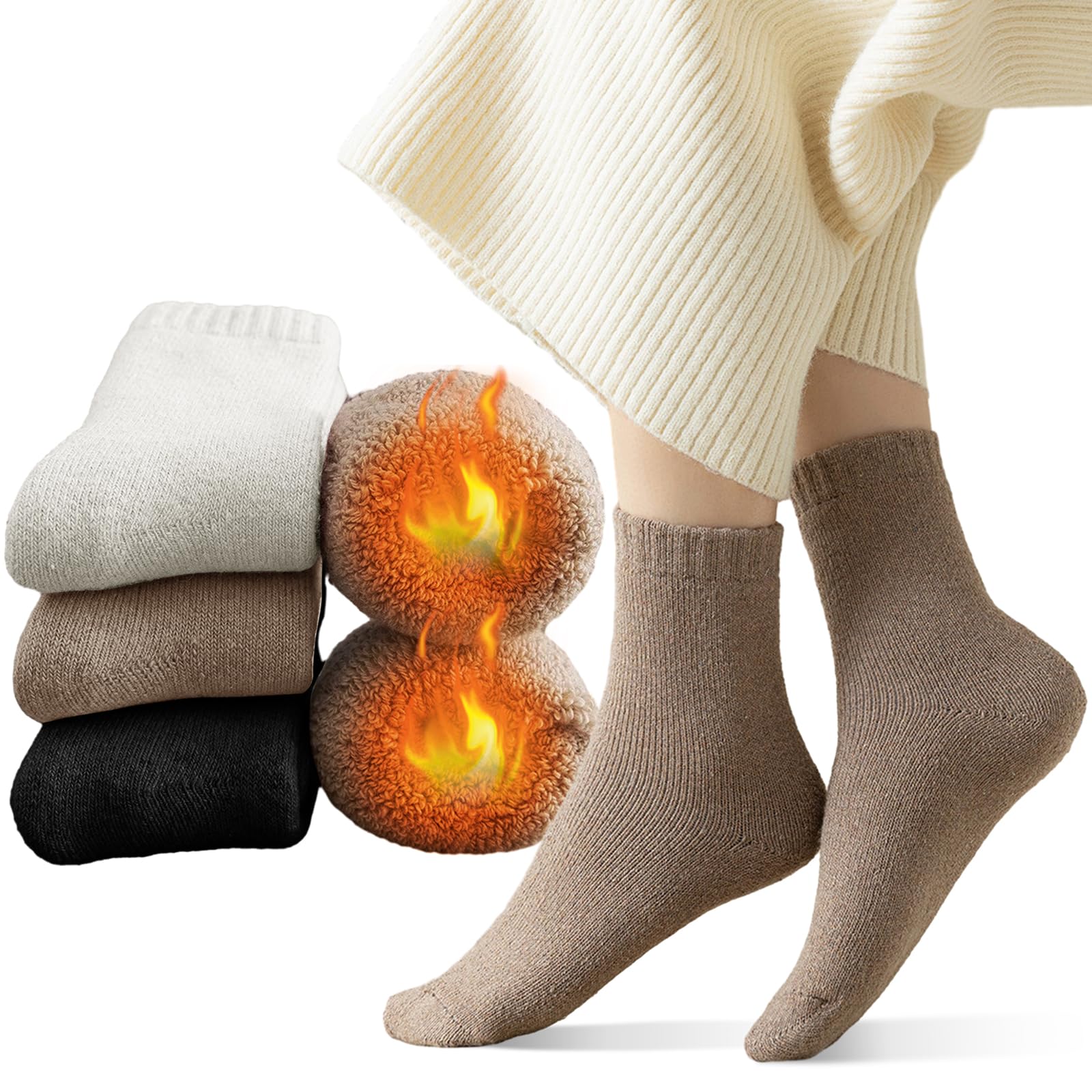 

Winter Warm Wool Socks generates cold cloudy Antibacterial and odor heat no cold room pair set pair white [Candybay] Women s Socks, Socks,