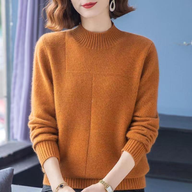 

Женские осенние и зимние свитера с полуводолазкой — многослойные, с утолщенным дизайном, нишевой вязкой, шикарным базовым слоем высокого класса one size темно-желтого