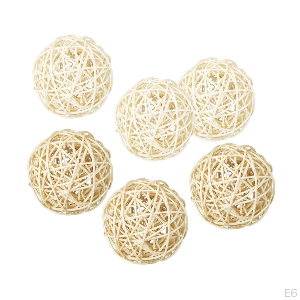 6 Pcs Rattan Cane Wicker Balls Nursery Ornaments