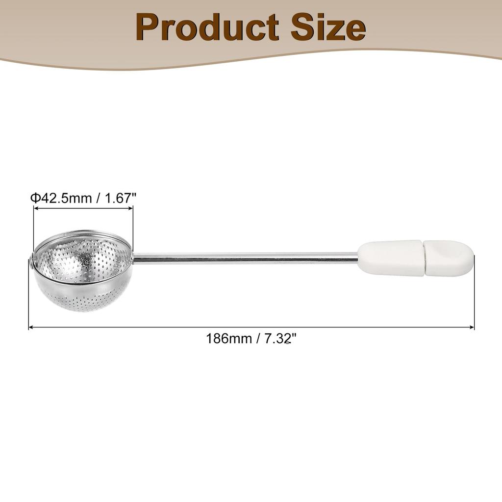 Uxcell 1-Piece Tea Infuser Filter, Loose Tea Steeper, Stainless Steel Tea Strainer with Handle, Tea Ball for Loose Leaf Tea, White