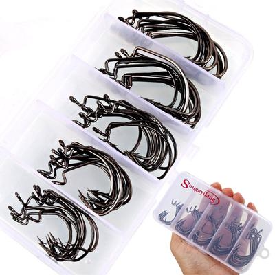 50Pcs Fishing Hooks Worm Jig Fishing Hook Fishhook High-carbon Steel Big Bass Hooks Terminal Tackle