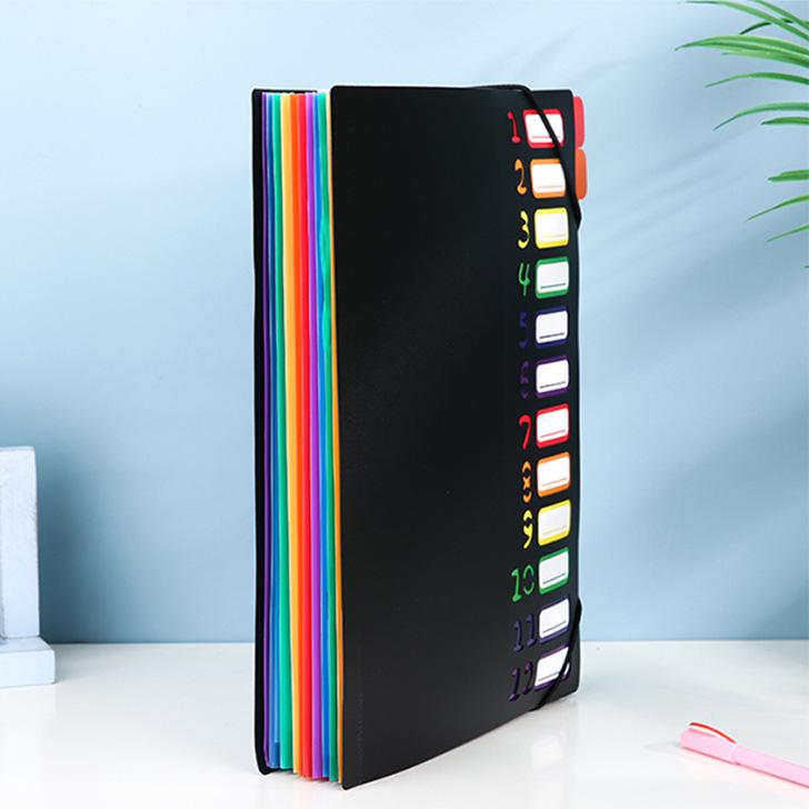 A4 Rainbow Loose-Leaf Binder Folder for Test Paper and Contract Storage