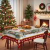 Weihnachtstischdecke, Schneehütte Cartoonmuster Wasserdichte Esstischdecke, Couchtischdecke Stoff