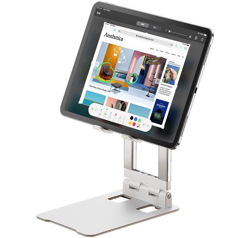 Foldable Metal Tablet Stand for Desktop: Adjustable for Online Classes & Gaming