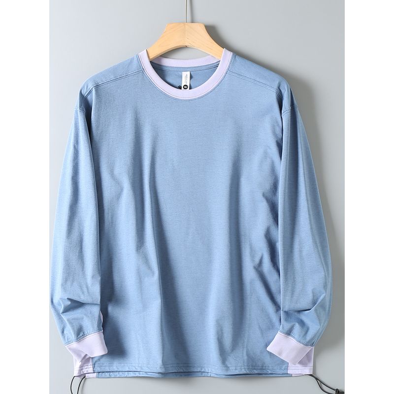 Foreign Trade Surplus Mountain-Style Outdoor Unisex Couple Sports Casual Patchwork Versatile Breathable Round-Neck Loose Long-Sleeve T-Shirt