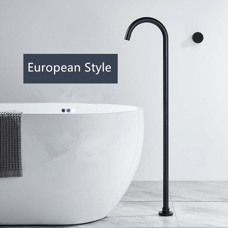Tuqiu Brushed Gold Floor Mounted Bathtub Shower Faucet Black Bathtub Faucet Free Standing Bathroom Crane Bath Shower Mixer Tap