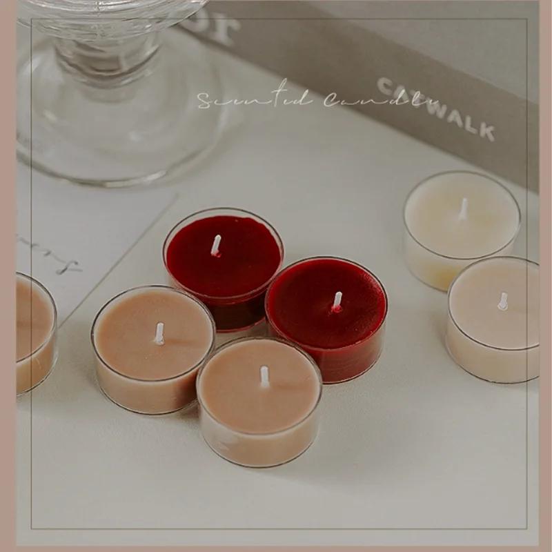 1/5Pcs  Colorful Round Small Tea Wax Fragrance Gift Ambience Wedding Companion Gift Handmade Scented Candles Decorative