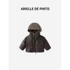 French Arielle De Pinto Boys' Winter Leather Jacket, Faux Two-Piece Hooded Thickened Leather Jacket
