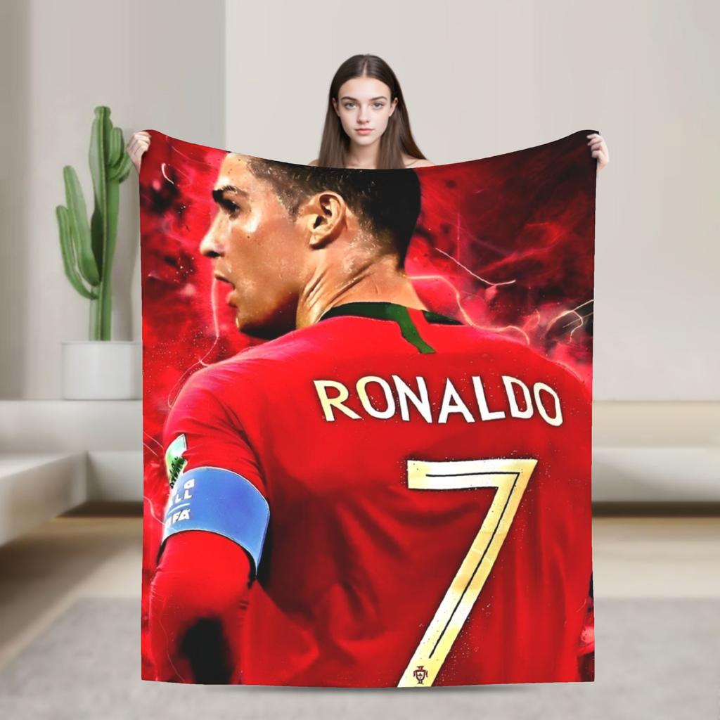 C Ronaldos Football Soccer Blankets  Flannel Funny Breathable Throw Blankets for Home  Winter