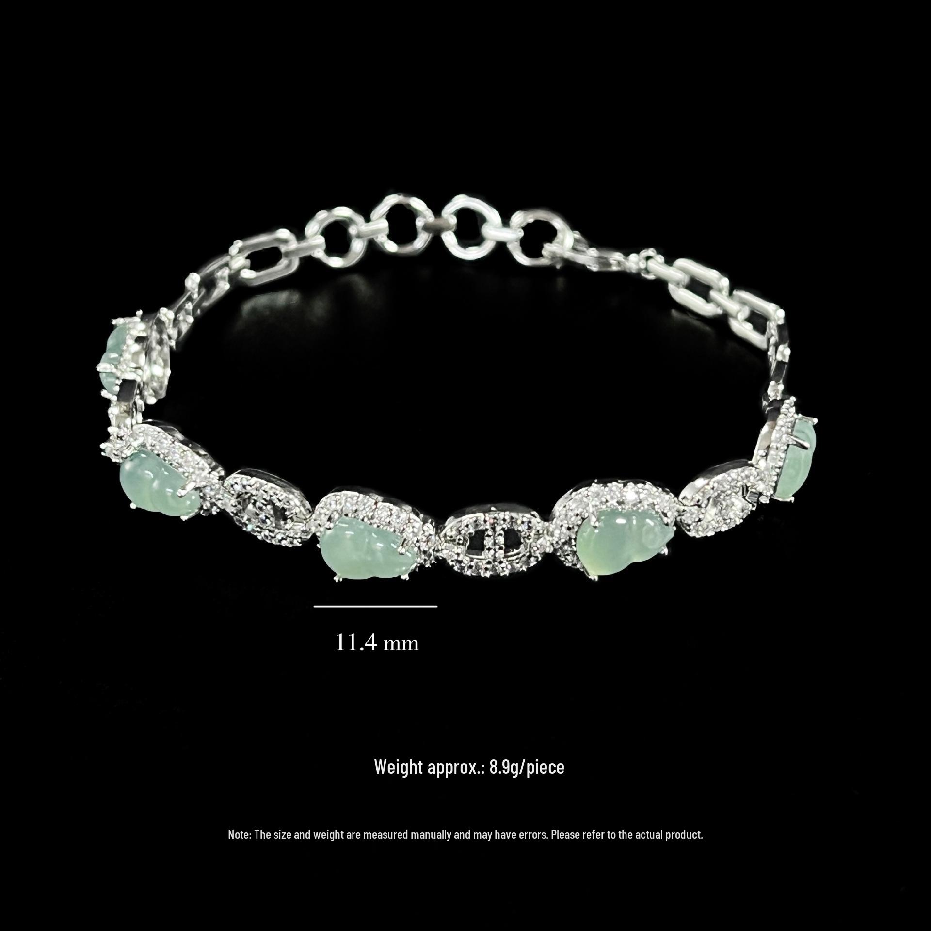 Natural Blue Gourd Jade Bracelet with Gold-Plated Copper for Long-Lasting Color