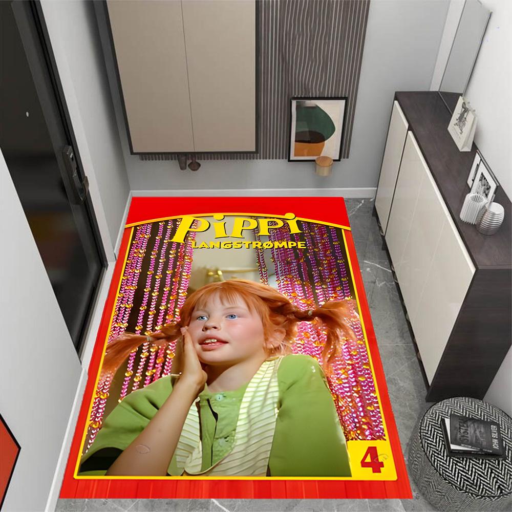 Tappeti Antiscivolo a Tema Avventure di Pippi Calzelunghe - Arredamento per la Casa in Poliestere, Adatti per Camere da Letto, Soggiorni, Ingressi, Studi e Decorazioni