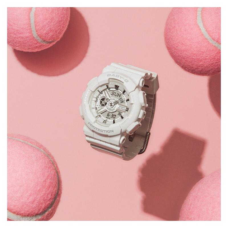 Casio BABY-G Women's Quartz Watch Resin Strap Fully Automatic Calendar 100 Meters Waterproof Quartz Movement Resin Strap Japanese and BA-110X-7A3JF