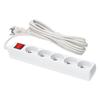 5-socket extension cord, 5 , with switch and grounding, white