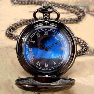 Hollow Steampunk Pocket Watch Roman Numerals With Necklace Chain Flip Pocket Watch Decorative Timepiece Quartz Pendant Watch
