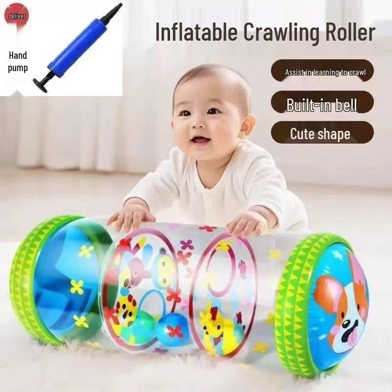 Infant Inflatable Crawling Roller with Bell: Walking Guide & Early Education Toy for 6-12 Months