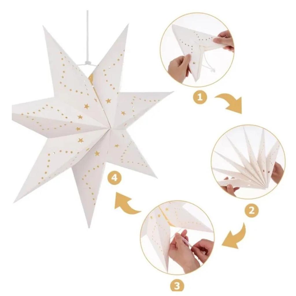 7 Pointed Star Paper Snowflake Ceiling Hanging Star For Wedding Birthday Xmas Party Home Decoration