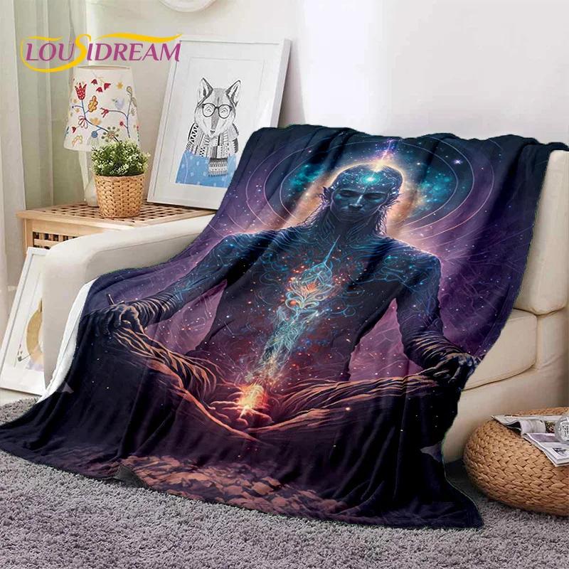 3D Yoga Meditation Rainbow 7 Chakra HD Soft Flannel Blankets,Throw Blanket Comfortable Blanket for Picnic Beds Home Bedroom Gift