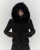 Bonienkiye Distressed Seam Fur Hood Zip-Up (Washed Black)