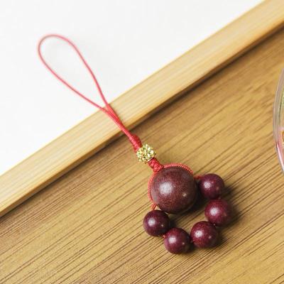 Ancient-Style Purple Qi Incense Bead Phone Charm & Pendant
