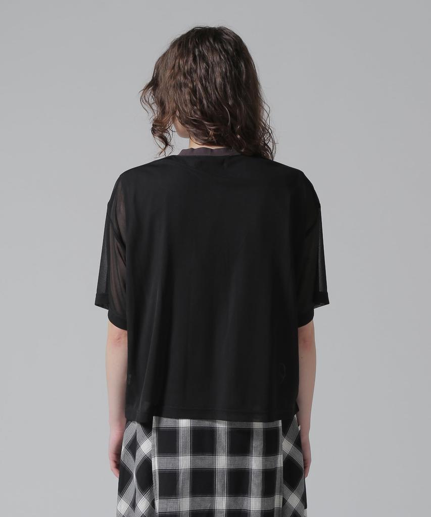 Avirex Exclusive Sheer Layered Print F WEB&DEPOT T-Shirt, Women's, 010, Black, 783-5135614