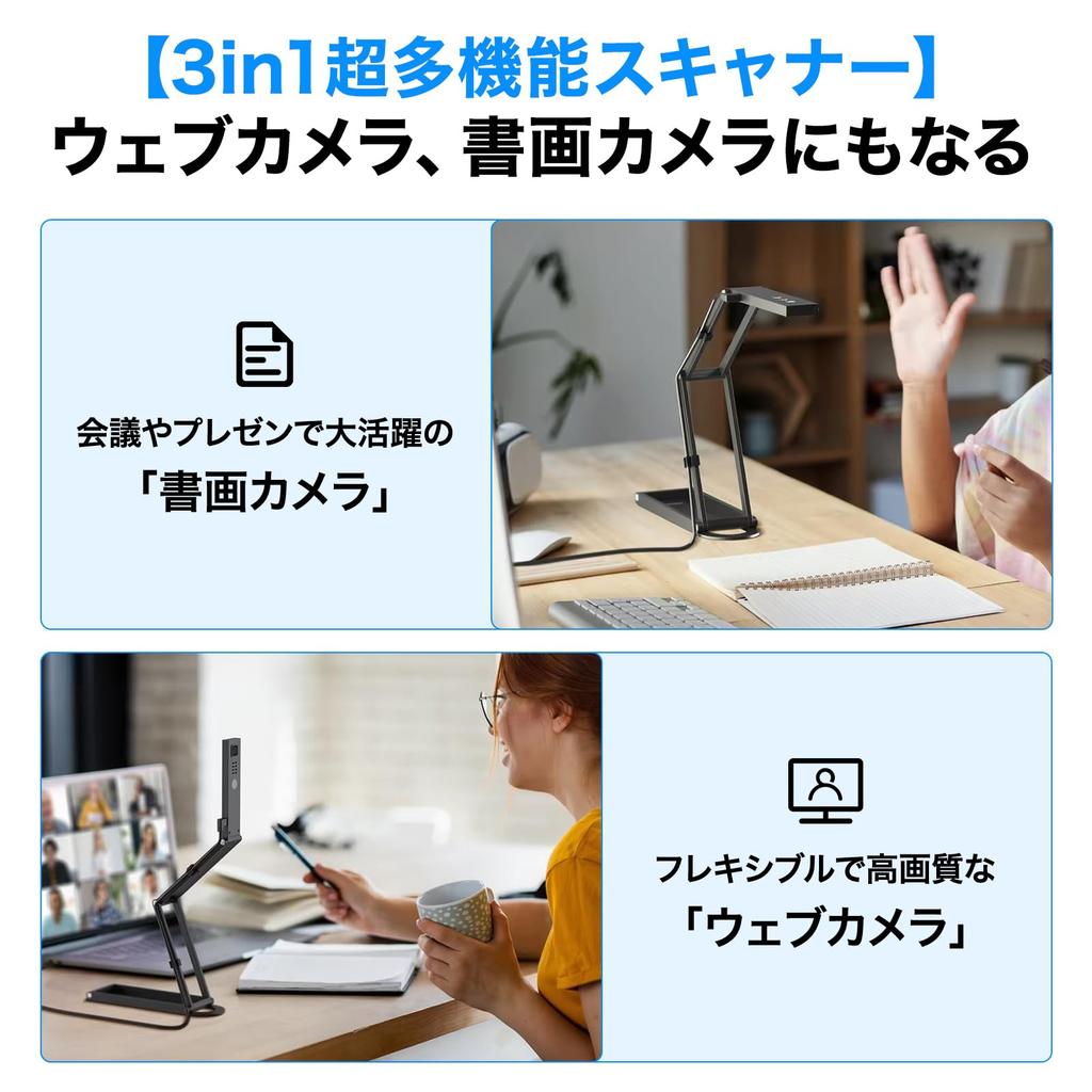 Netum Official Store Document A3 15MP 4K USB Document Foldable Compatible Scanner, Compatible, Compact, Resolution, 192-Language OCR, Webcam, Camera,