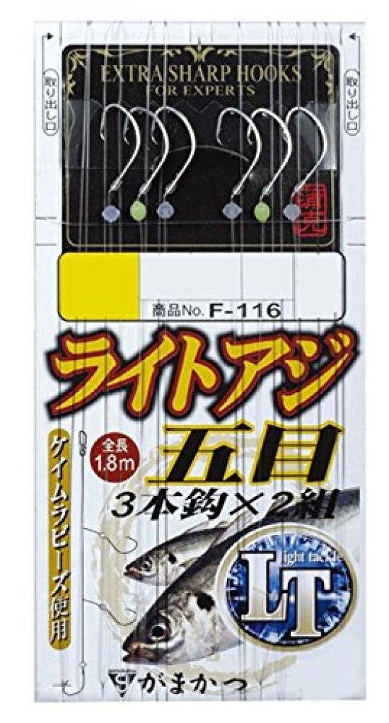 Gamakatsu Light Horse Mackerel Gomoku 3 Size Rig, Hooks, F116, 9, 1.5 Line, 45763-9-1.5-07