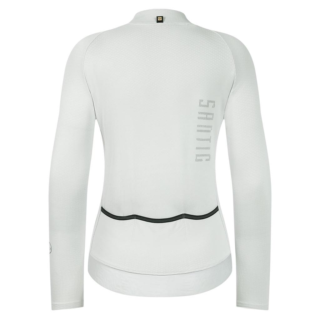 Santic Langarm-Radtrikot mit Rückentaschen für Herbst und Winddicht und Größe S Damen Fleecegefüttert Winter, Warm, Weiß,