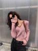 French Retro V-Neck Color Block Ribbed Knit Sweater for Women - Autumn Winter Trendy Slim Fit Pullover