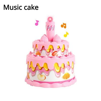 Birthday Cake Toy with Lights & Music Pretend Play Food Kitchen Toy Princess Tea Time Toy Dessert Gift for Toddlers Girls Boys