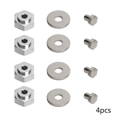 4pcs Aluminum Alloy 12mm Turn To 17mm Wheel Hex Adapter for 110 RC Car (Silver)