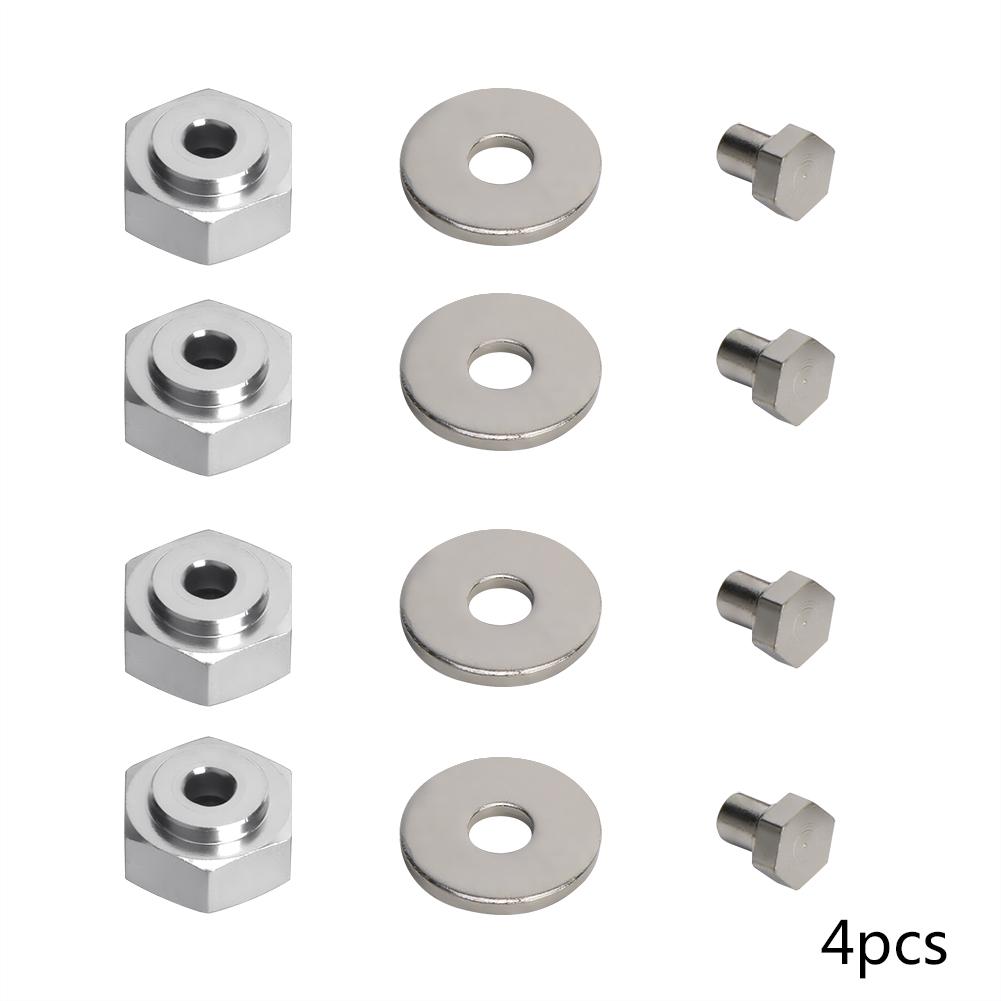 

4pcs Aluminum Alloy 12mm Turn To 17mm Wheel Hex Adapter for 110 RC Car (Silver)