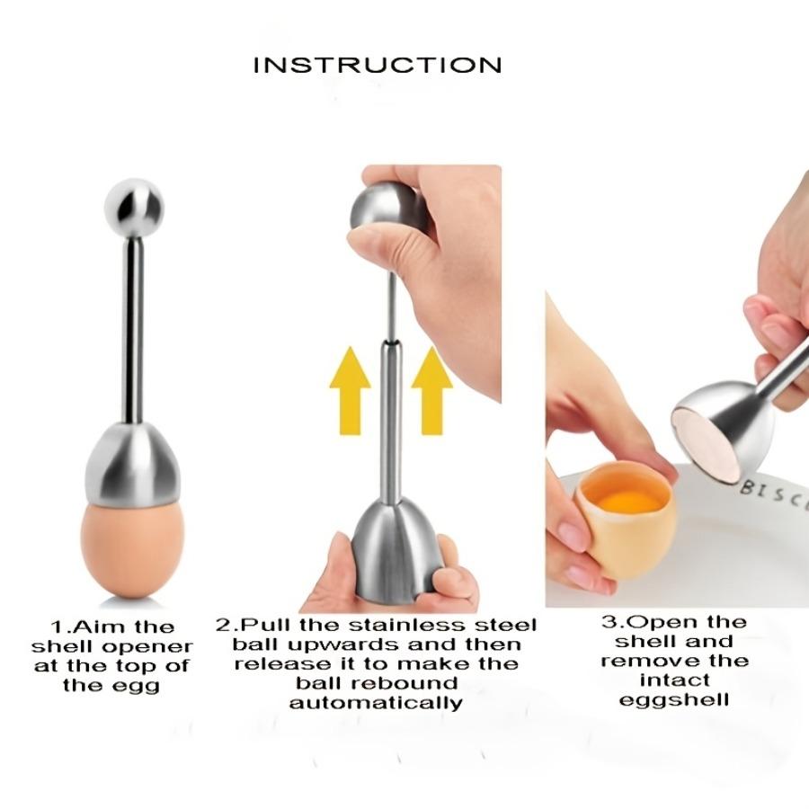 Stainless Steel Elastic Egg Cracker, Manual Egg Shell Opener