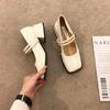 2024 Womens Mary Jane Shoes Fashionable Solid Color Simple College Style Low Heel Women's Shoes Casual Retro Small Leather Shoes
