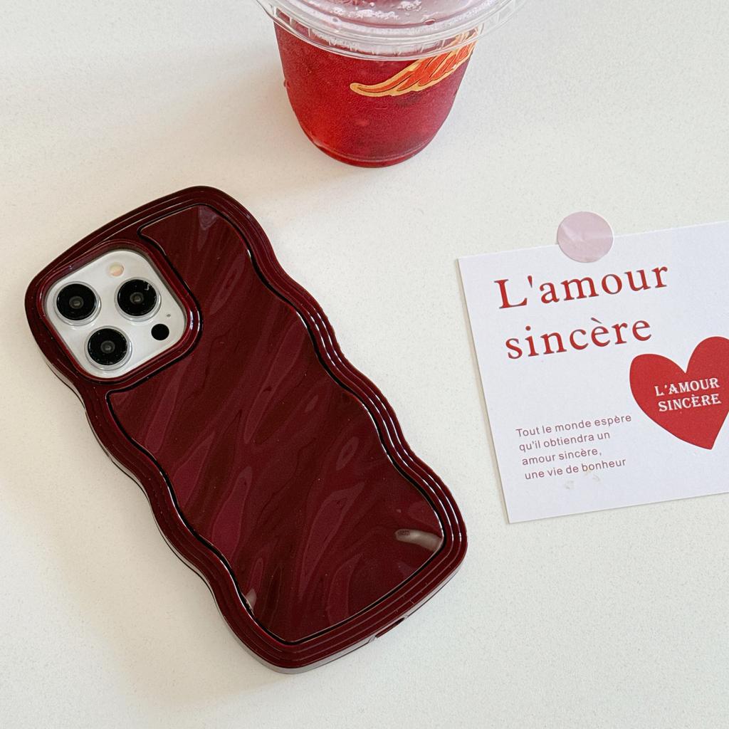 Cream Wave Frame Phone Case For iPhone 16 15 Pro Max 14 Pro 13 12 11 Shockproof Simple Solid Color TPU Soft Phone Cover