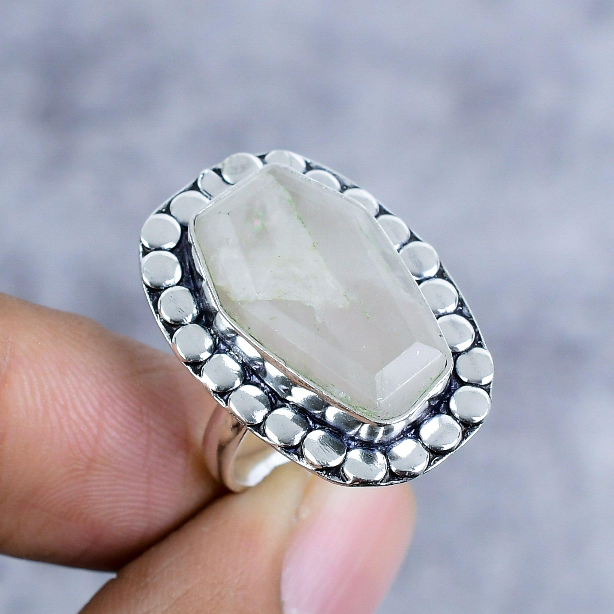 

Rose Quartz Gemstone Handmade 925 Sterling Silver Jewelry Ring Size 8 M-2590