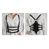 Punk Waist Belt Women Halloween Leather Skinny Body Adjustable Belts with Alloy Buckle for Party Night Club Waist Slim