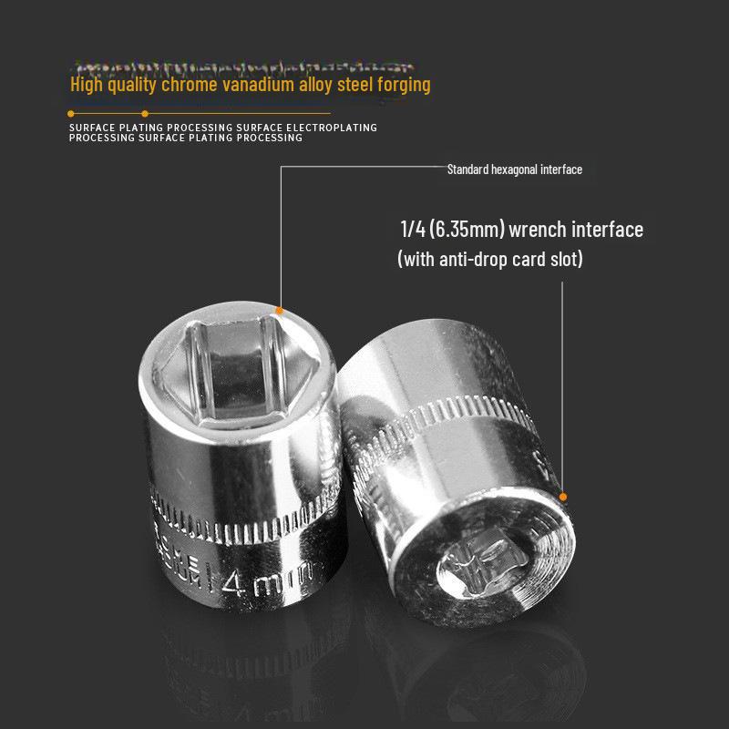 Xiaofei 1/4-Zoll-Sechskant-Steckschlüsselsatz: 6,3 mm – 14 mm Ratschenschlüssel für Autoreparaturen