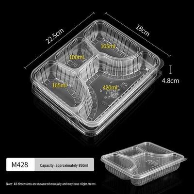 HANDUNYOU 850ml Contenants Alimentaires Jetables à 4 Compartiments avec Couvercles